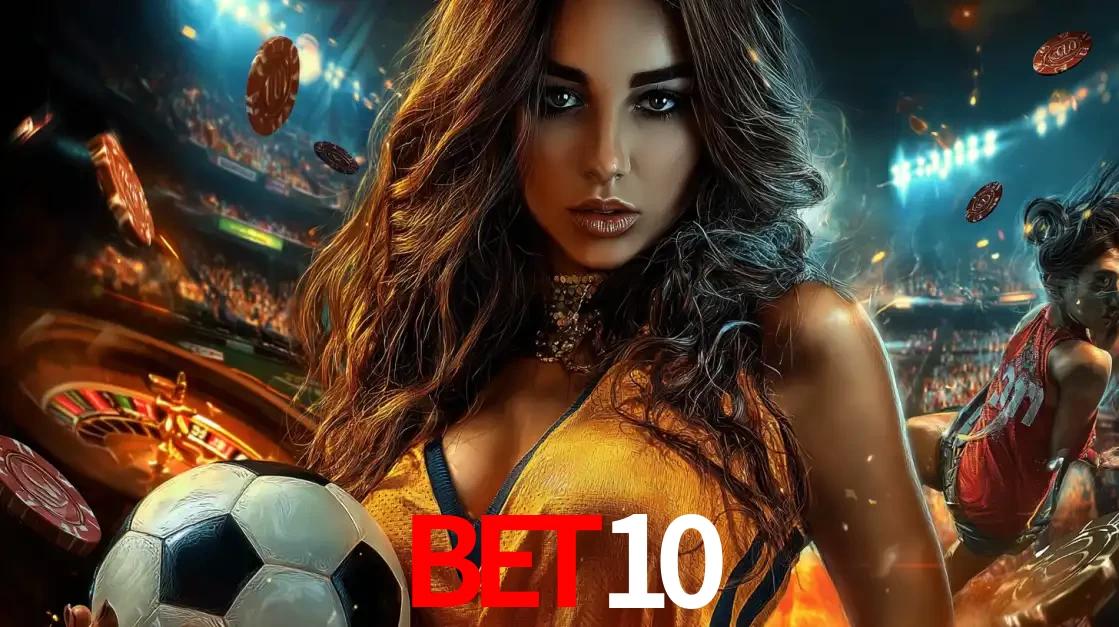 Mulher segurando uma bola de futebol em uma montagem que mistura a paixão esportiva com a emoção da roleta de cassino, tudo disponível na plataforma BET10.